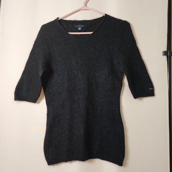 Angora wool blend black Tommy Hilfiger u-neck sweater - Picture 1 of 8